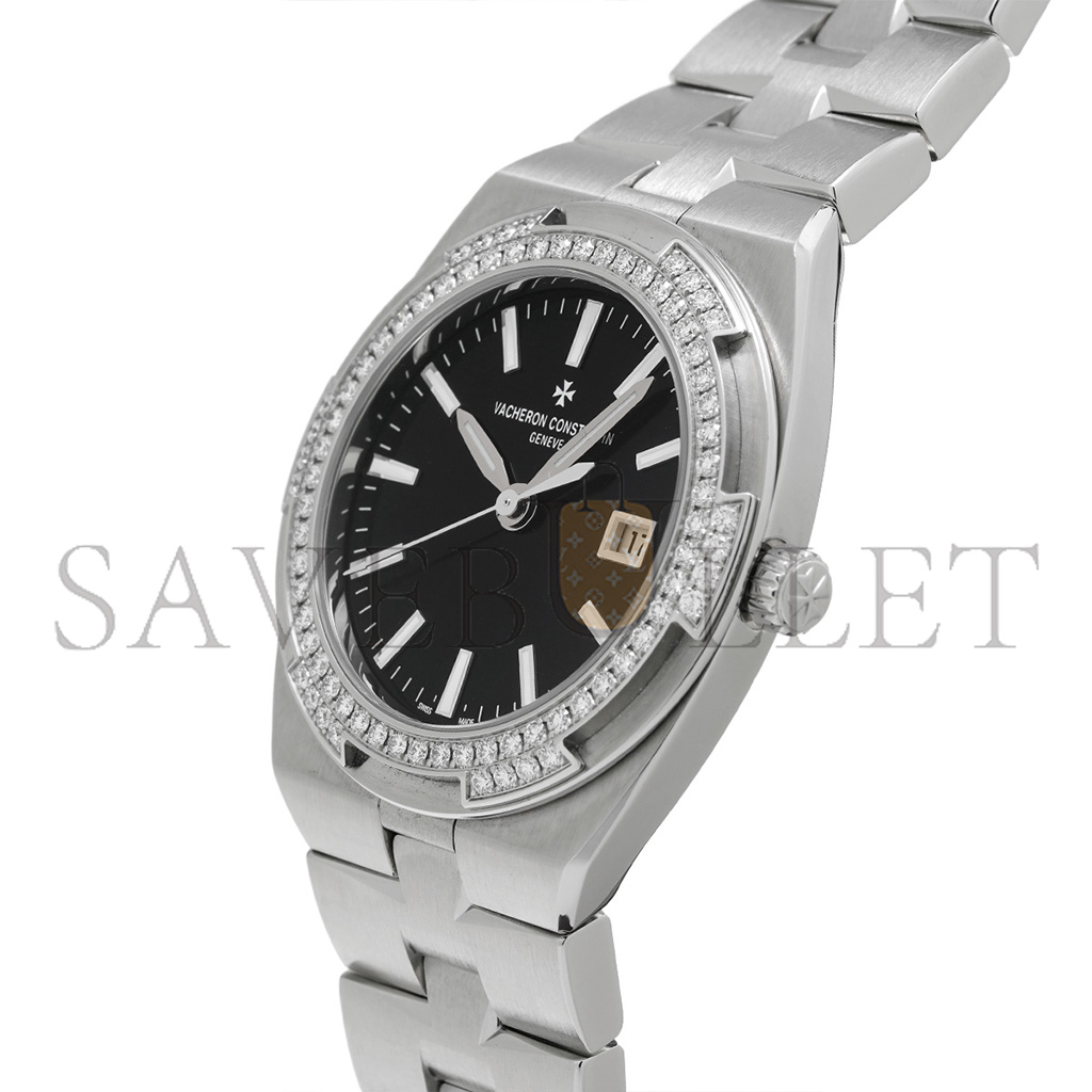 VACHERON CONSTANTIN OVERSEAS 33 QUARTZ STAINLESS STEEL DIAMOND BLACK DIAL 33MM WATCH 1205V/100A-B591